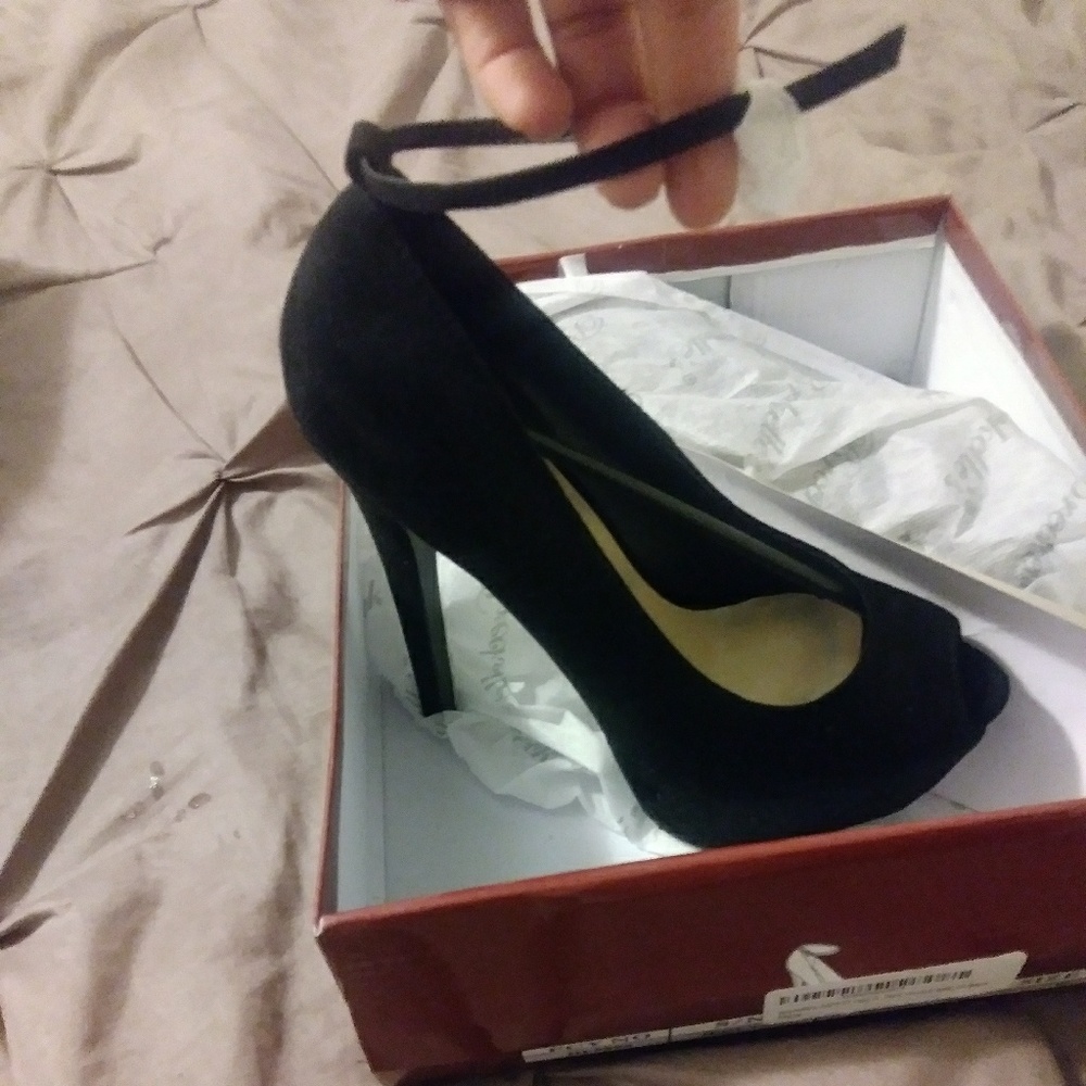 Breckelles black pumps with ankle strap